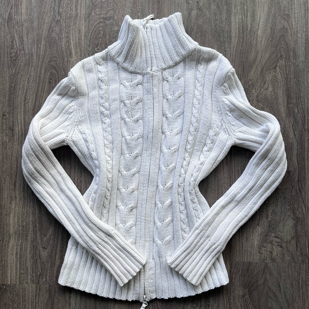 Ricki's White Cowl Neck Cable Knit Sweater